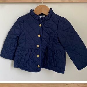 Navy Quilted Kids Jacket with Gold Buttons
